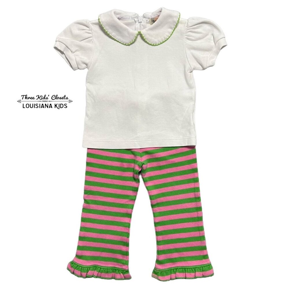 Baby Luigi 12m Collared Top & Striped Pants Set